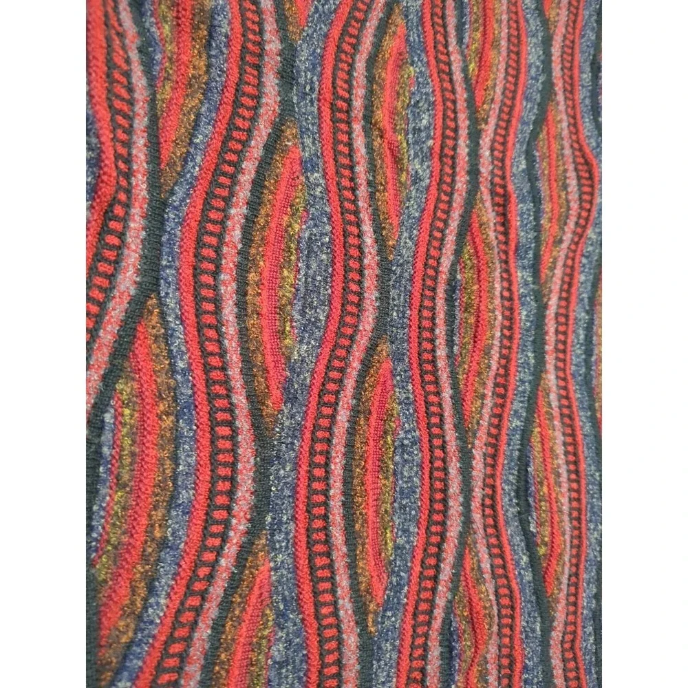 FIUME 3D Knit Thin Sweater Coogie Biggie Style Red Black Size 52 - Picture 4 of 8